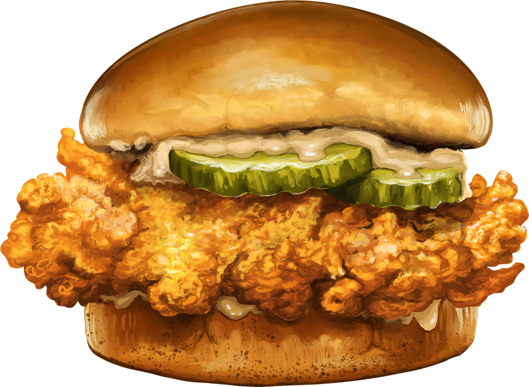 Crispy Chicken Burger Illustration